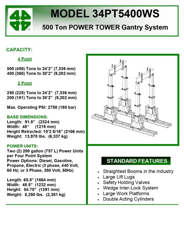 PÓRTICO HIDRÁULICO LIFT SYSTEMS 34PT5400WS 2009 500 TON.